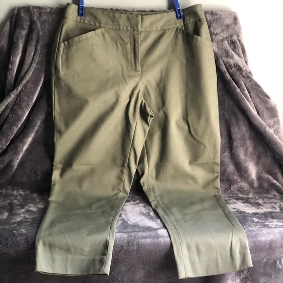 Rafaella Pants - RAFAELLA Curvy Sage Army Green ankle pants size 4P #p1008